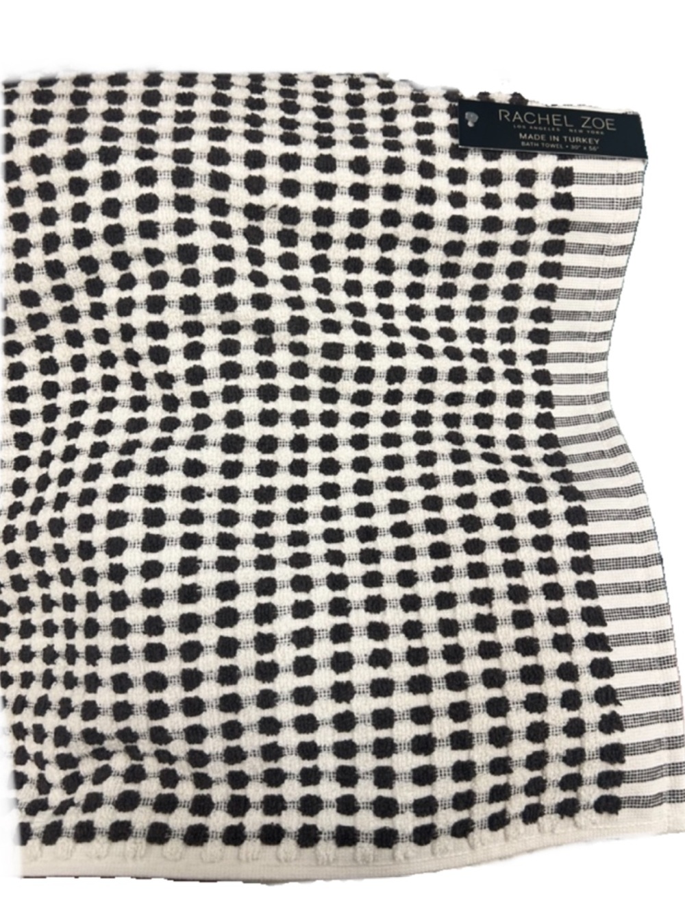 Rachel Zoe Brown and Off White Striped Cotton Bath Towels 30”x56” Set of 2